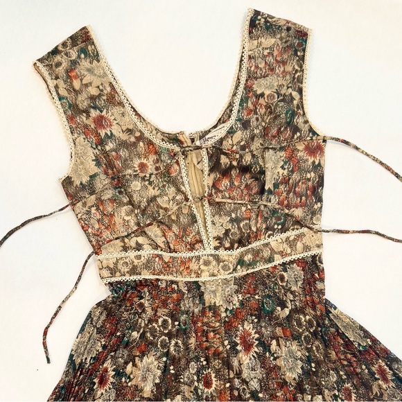 🌺SOLD🌺 Young Edwardian by Arpeja Vintage Floral Prairie Pleated Milkmaid Dress - Picture 6 of 15